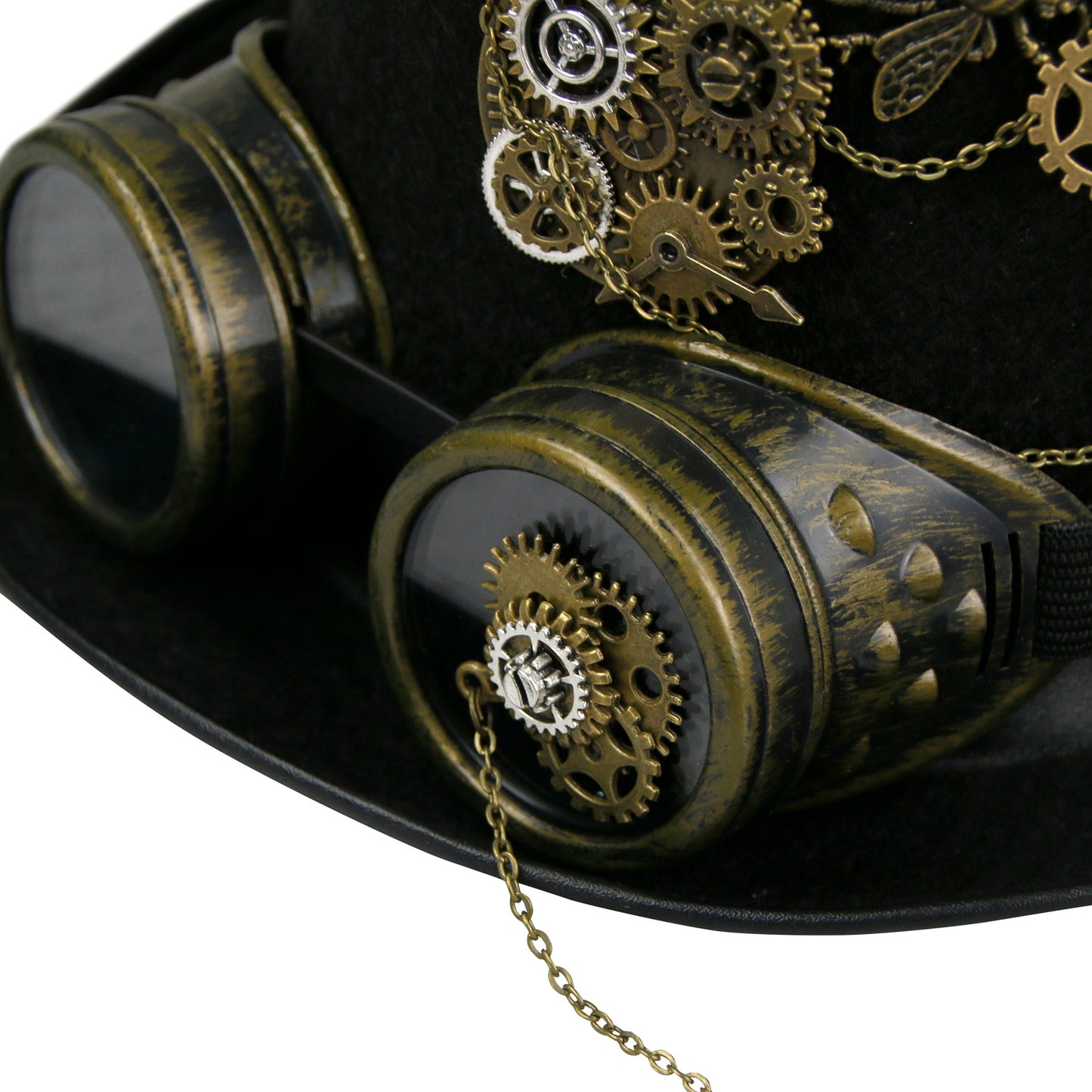 Kimring Gothic Steampunk Top Hats with Goggle Gear Halloween Hat