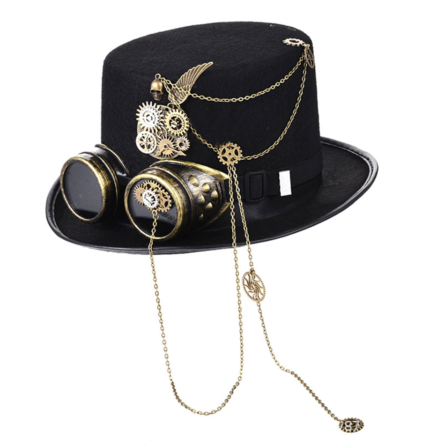 Kimring Gothic Steampunk Top Hats with Goggle Gear Halloween Hat