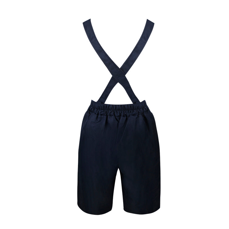 Kimring Men's Black Suspenders Shorts Trousers with Gold Trim