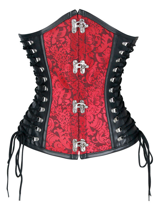 Steampunk Vintage PU Jacquard Spiral Steel Boned Lace Up Corset