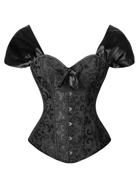 Kimring Women's Elegant Victorian Vintage Cap Sleeves Brocade Bustier Corset Top Main View