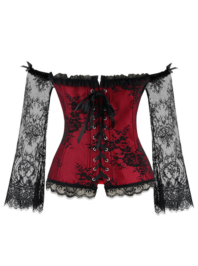 Classic Gothic Off-Shoulder Long Sleeves Bustier Corset Top