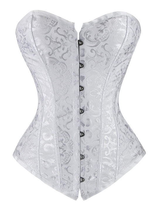 Vintage Palace Jacquard Wedding Bride Body Shaper Strapless Overbust Corset