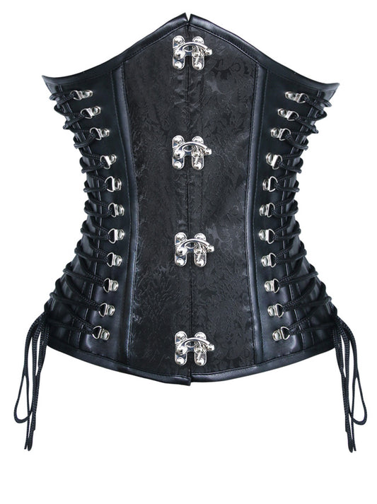 Steampunk Vintage PU Leather Spiral Steel Bone Underbust Corset