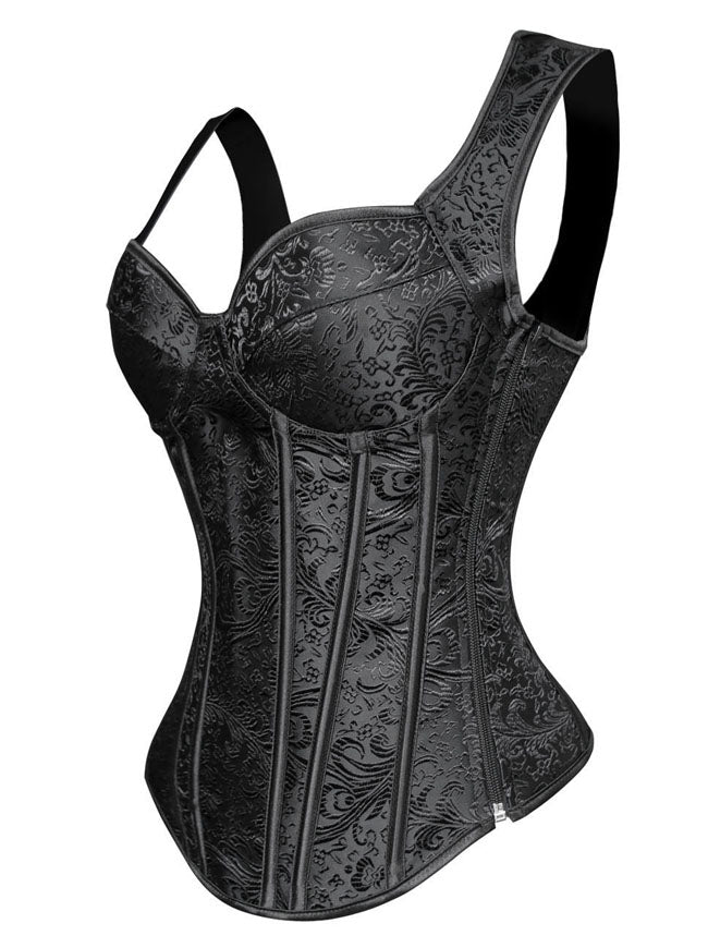 Steampunk Rock Jacquard Bones Lace Up Lingerie Corset Top