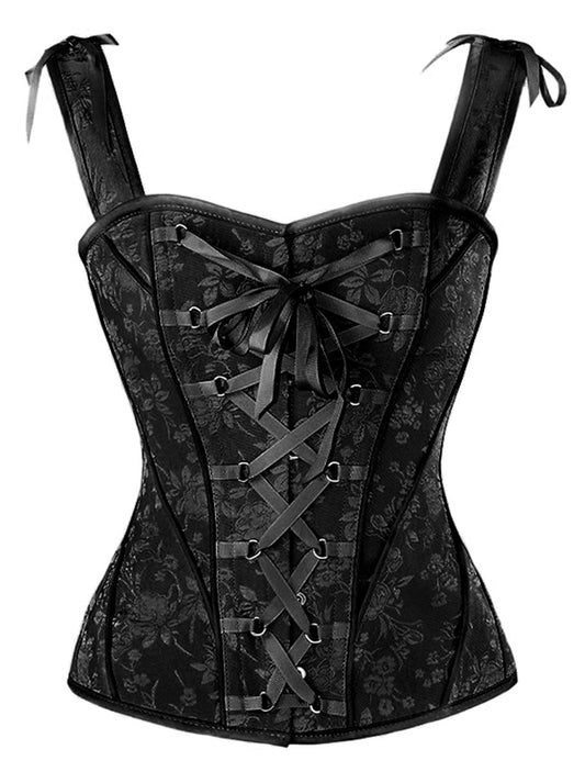 Victorian Retro Jacquard Lace-up Shoulder Straps Corset Bustier