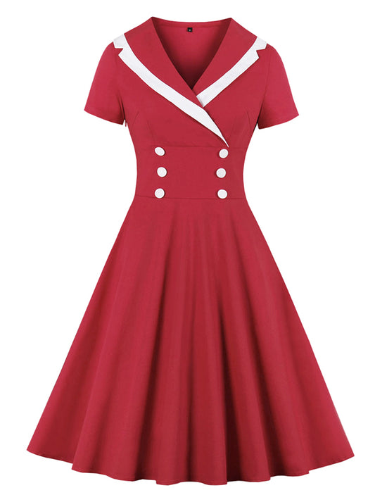 1950s Vintage V Neck Cocktail Party Rockabilly Swing Dresses