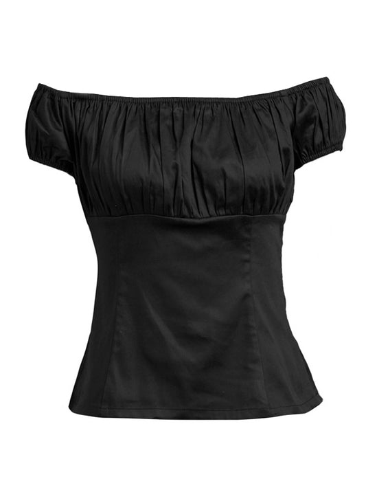 Short Sleeve Ruffle Off Shoulder T-shirt Peasant Top Main View