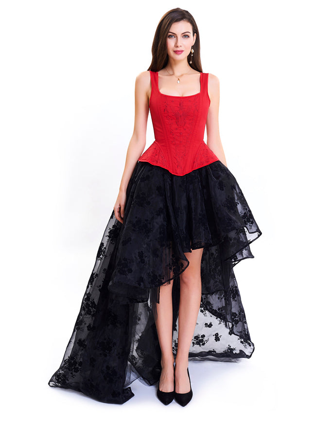  Women Bustier Skirt Set Gothic High Low Corset Dress