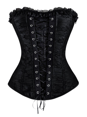 Burlesque Beautiful Floral Lace Overlay Lace Up Outerwear Corset