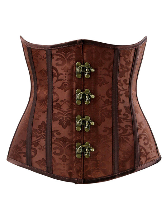 Steampunk Vintage Brocade Spiral Steel Boned Underbust Corset