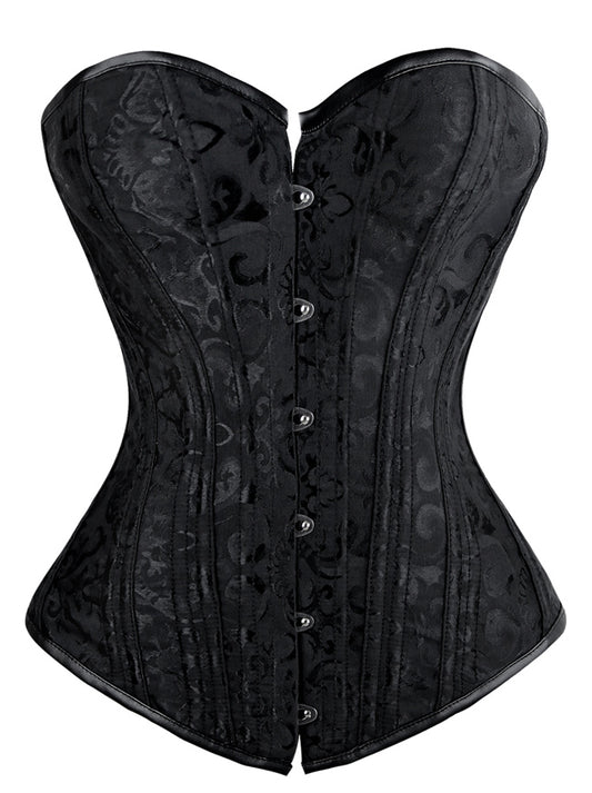 Vintage Palace Jacquard Double Spiral Steel Boned Body Shaper Strapless Overbust Corset