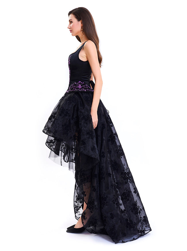 Prom Black Floral Lace Victorian Gothic Clothing Steampunk Corset