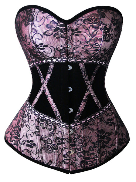 3 Hooks Burlesque Lace Satin Body Shaper Corset Top Shapewear