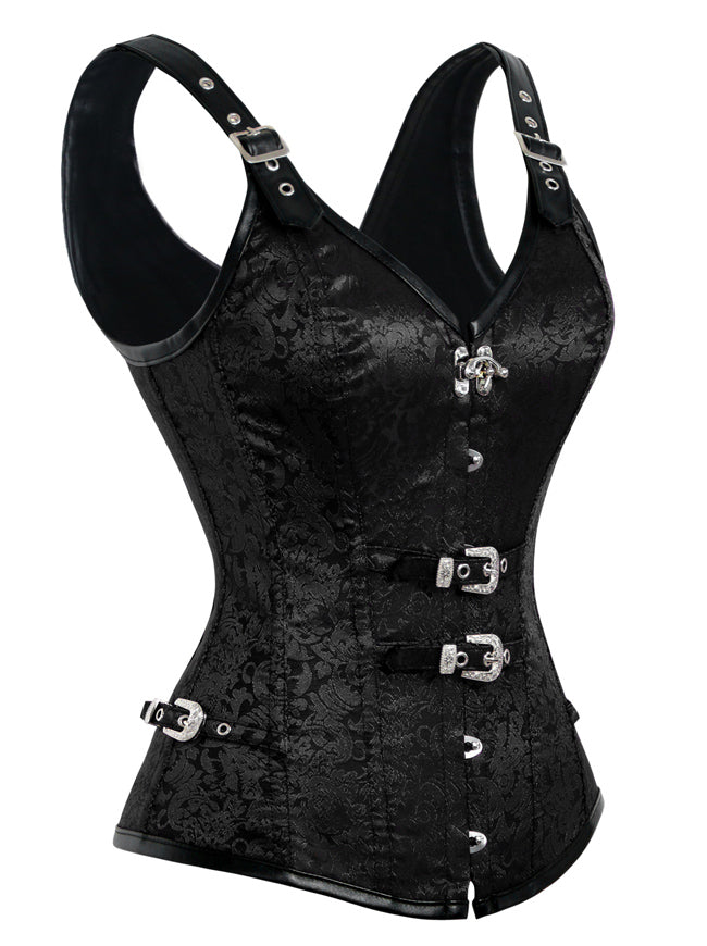 Kimring Women's Steampunk Vintage Faux Leather Jacquard Spiral Steel Boned  Lace Up Side Underbust Corset Black Small : : Clothing, Shoes &  Accessories