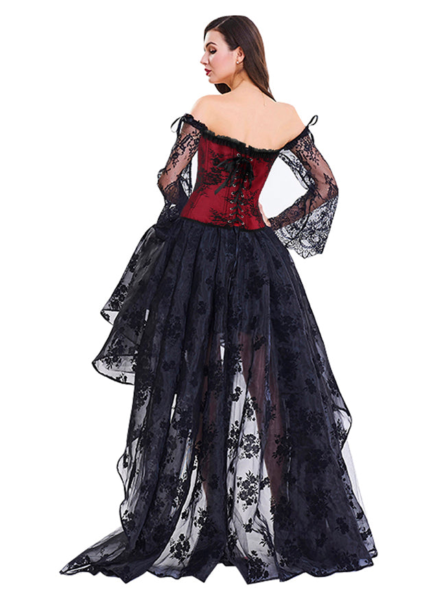 Victorian Dress for Women Midi Vintage Dress Halter Sleeveless Lace-Up  Corset Dress Steampunk Gothic Dress for Women