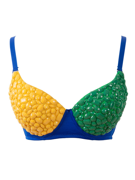 Colorful Eye Catching Fruity Faux Gem Covered Brazil Style Bra