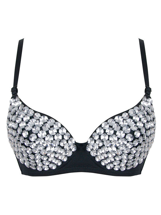 Fashion Shining Beads Clubwear Underwire B Cup Sport Bra Top