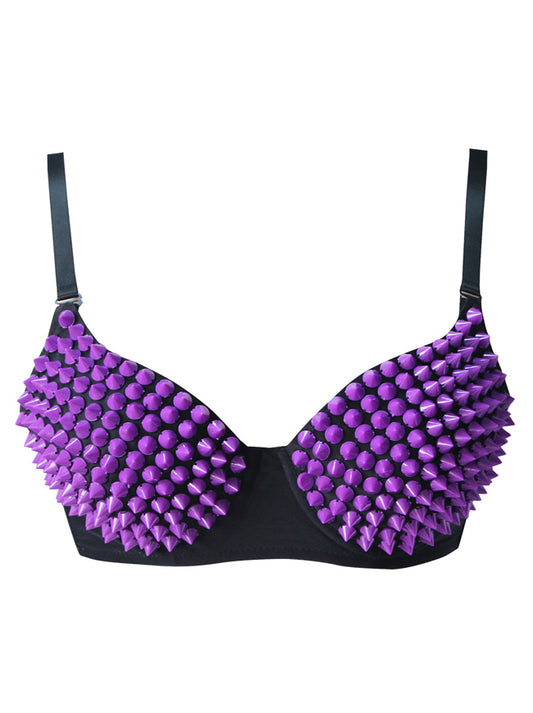 Steampunk B Cup Spike Studs Rivet Party Club Rave Sport Bra Tops