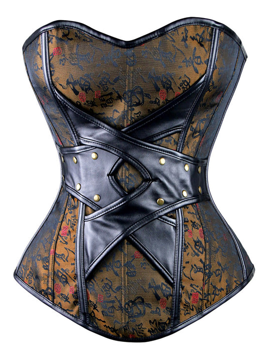 Mysterious Steampunk Vintage Brocade Embroidery Overbust Corset