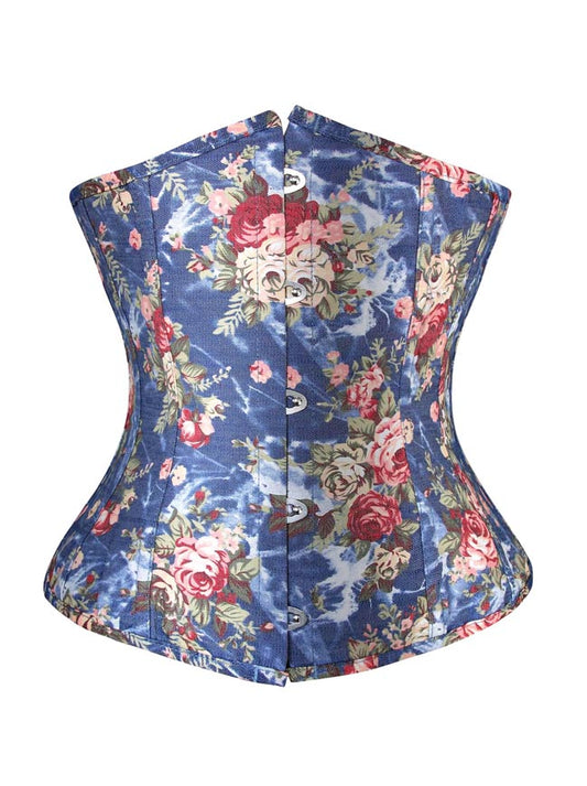 Retro Floral Prints Waist Cincher Training Underbust Corset Main View