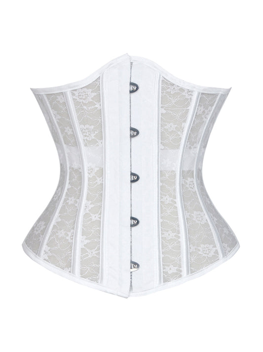 Retro Floral Mesh Steel Boned Waist Training Underbust Corset Main View