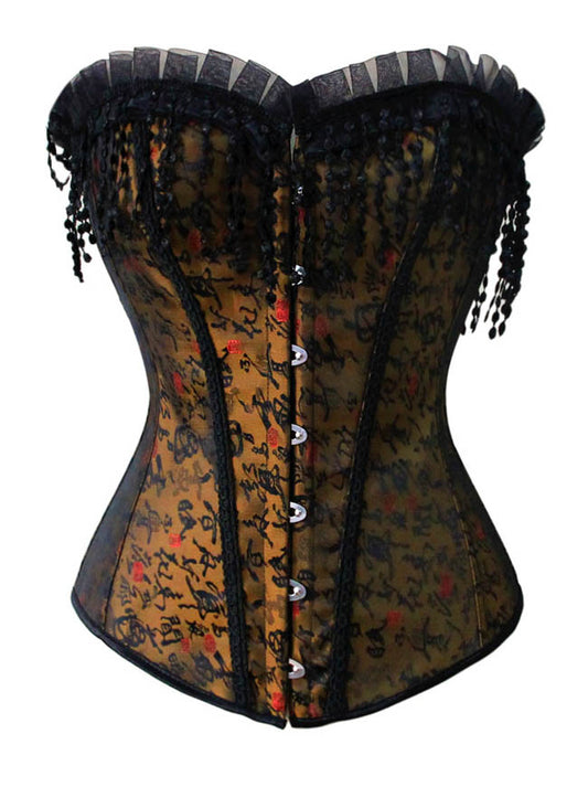 Mysterious Brocade Embroidery with Ruffles and Fringed Corset Main View