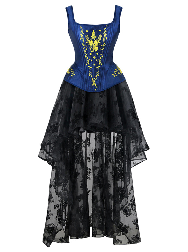 Retro Gothic Victorian Lace Up Corset with High Low Tutu Skirt