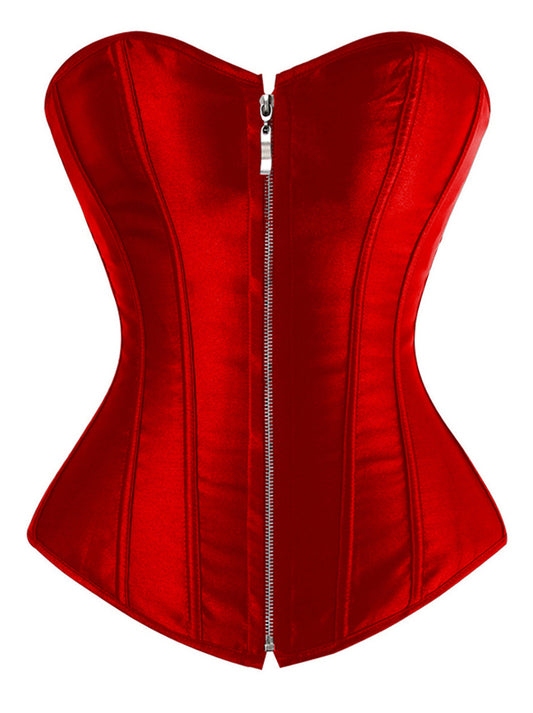 Kimring Women's Sexy Slim Burlesque Satin Body Shaper Strapless Outerwear Corset Main View