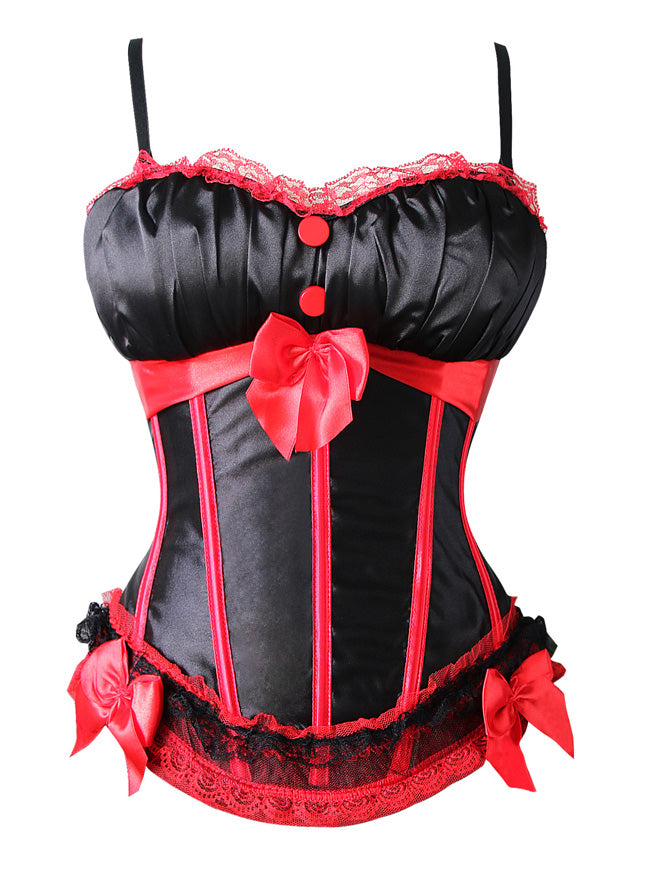 Burlesque Gathered Padded Cups Straps Satin Overbust Corset Main View