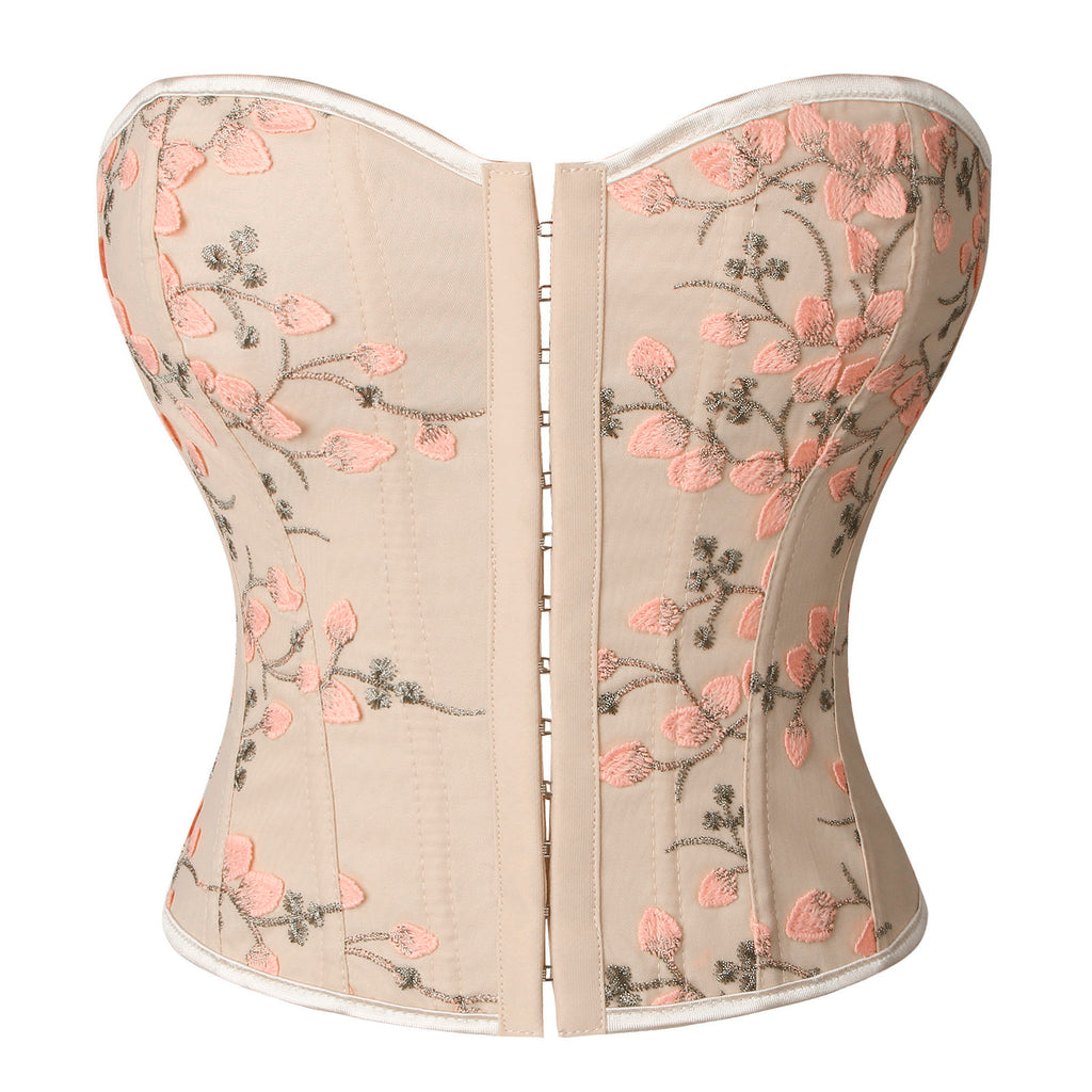 Kimring Women's Embroidered Floral Bustier Strapless Boned Overbust Corset Top Main View