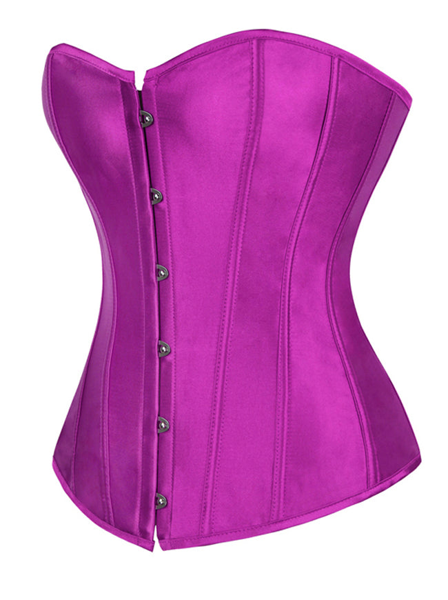 Women's Sexy Satin Body Shaper Strapless Corset Purple Side View